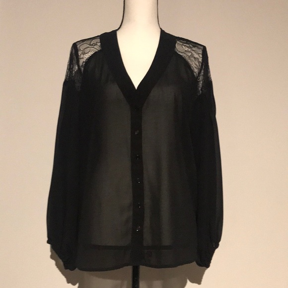 Kardashian Kollection Lace Shoulder Blouse - Picture 2 of 7